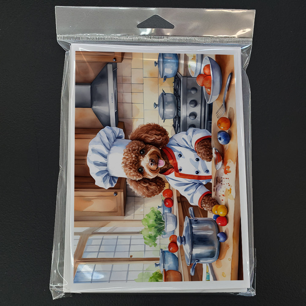 Chocolate Poodle The Chef Greeting Cards Pack of 8 Blank Cards with Envelopes Whimsical A7 Size 5x7