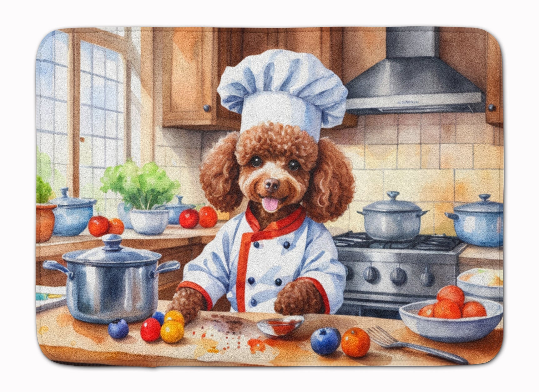 Chocolate Poodle The Chef Memory Foam Kitchen Mat Machine Washable Anti-Fatigue Cushion Comfort Bath or Kitchen Rug
