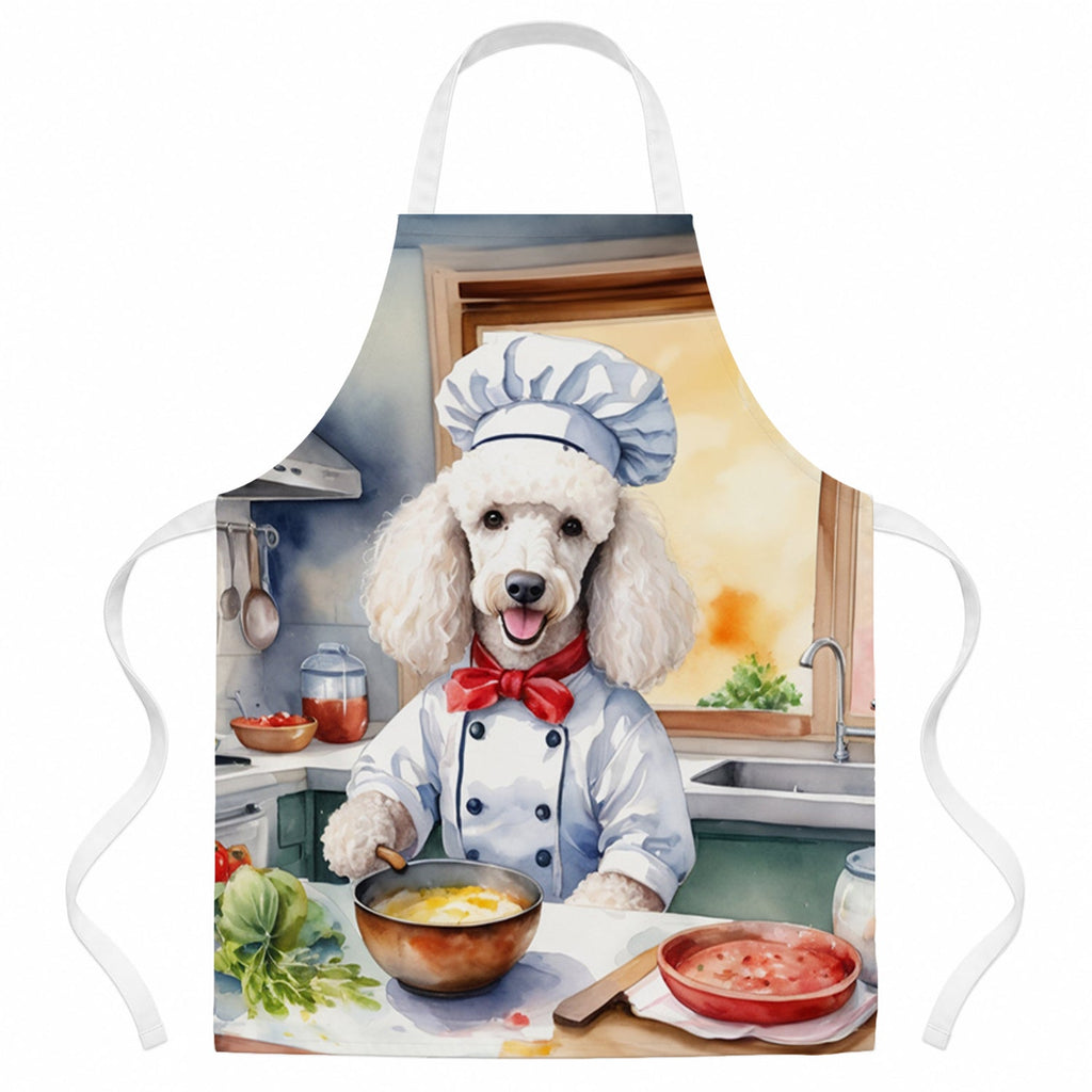 White Poodle The Chef Apron Cooking Kitchen Server Baking Crafts Gardening for Adult Women Men, Unisex, Large, Multicolor