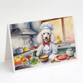 White Poodle The Chef Greeting Cards Pack of 8 Blank Cards with Envelopes Whimsical A7 Size 5x7