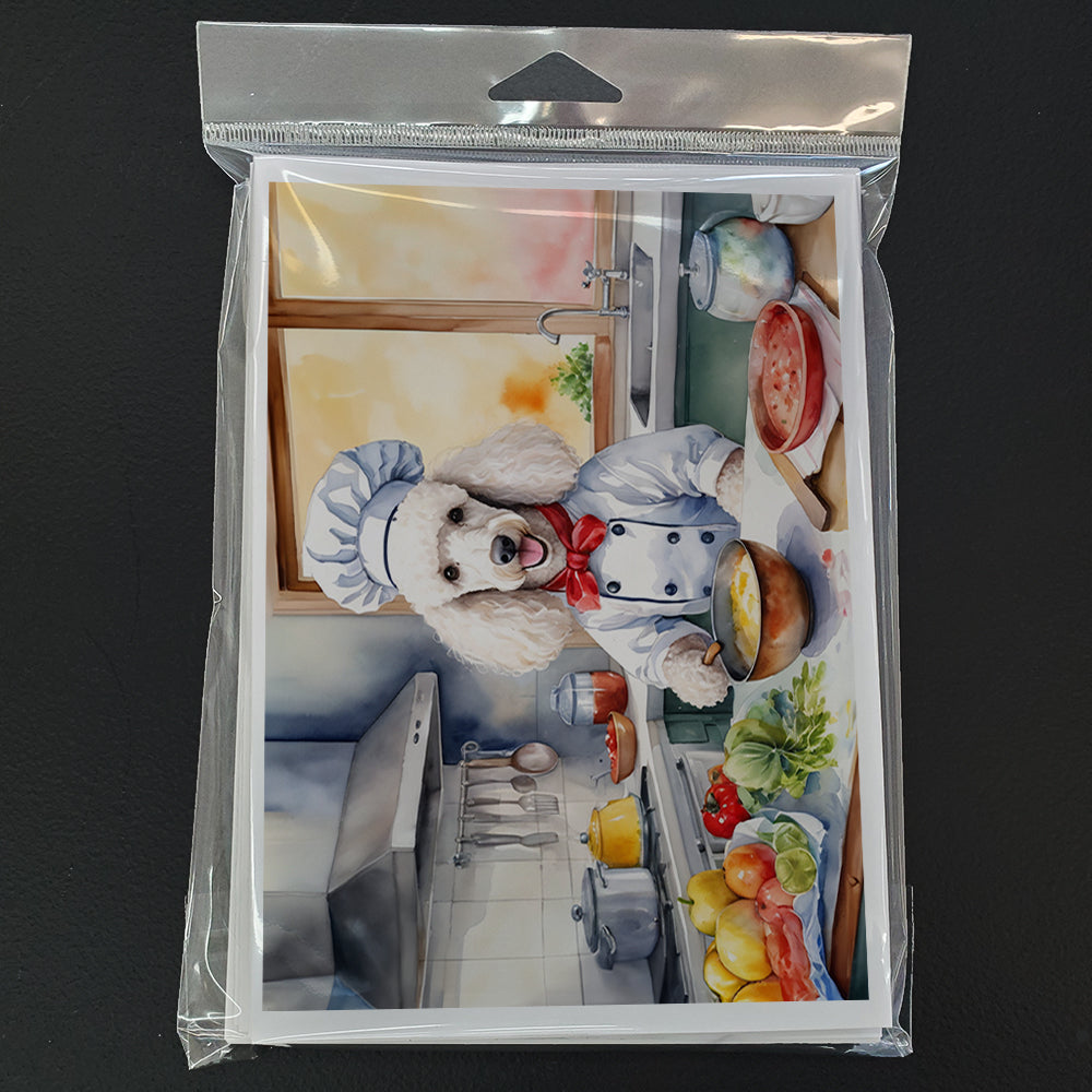 White Poodle The Chef Greeting Cards Pack of 8 Blank Cards with Envelopes Whimsical A7 Size 5x7