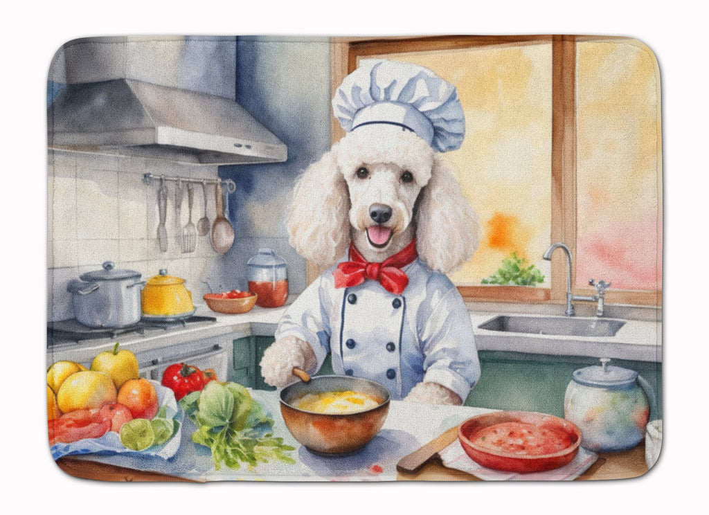 White Poodle The Chef Memory Foam Kitchen Mat Machine Washable Anti-Fatigue Cushion Comfort Bath or Kitchen Rug