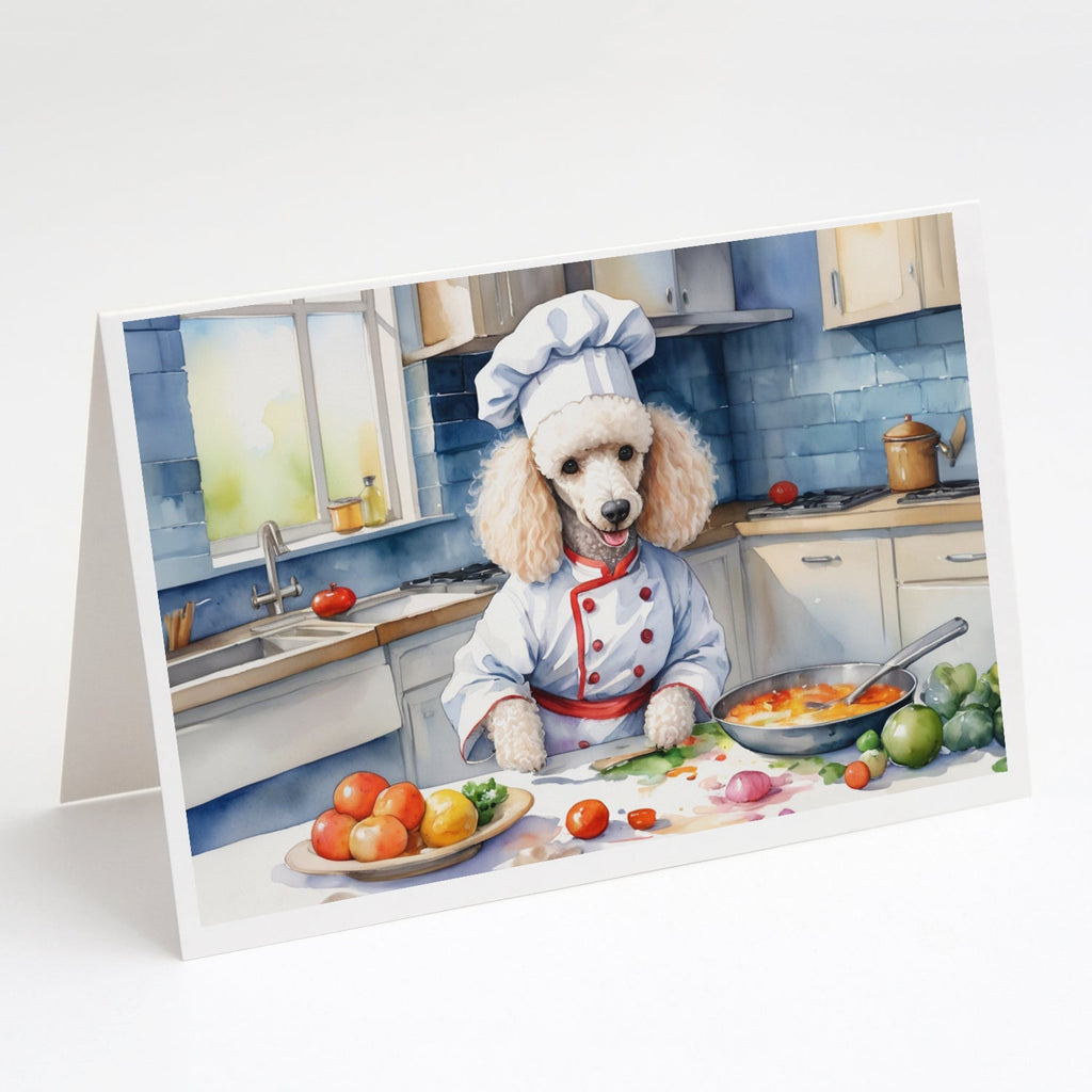 White Poodle The Chef Greeting Cards Pack of 8 Blank Cards with Envelopes Whimsical A7 Size 5x7