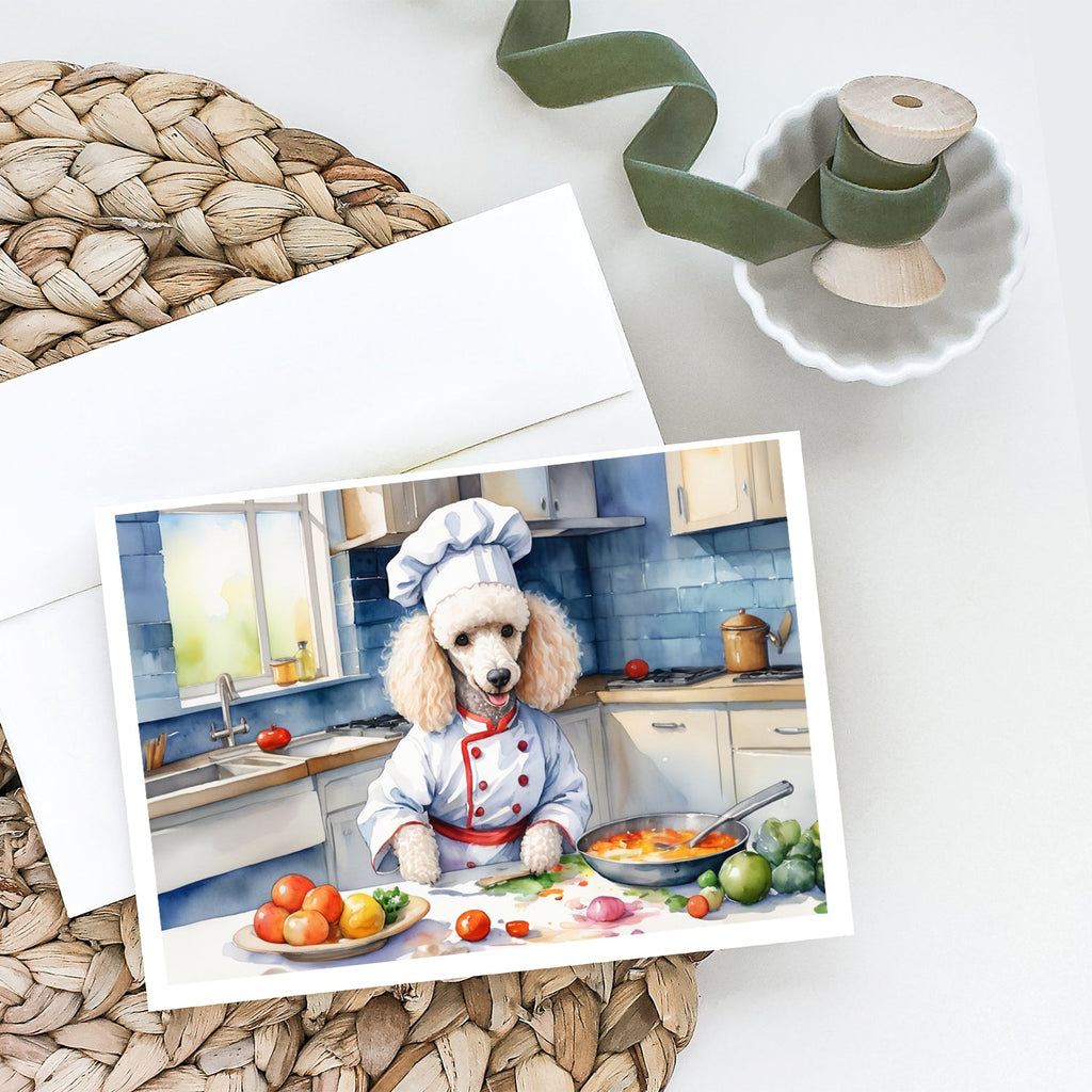 White Poodle The Chef Greeting Cards Pack of 8 Blank Cards with Envelopes Whimsical A7 Size 5x7