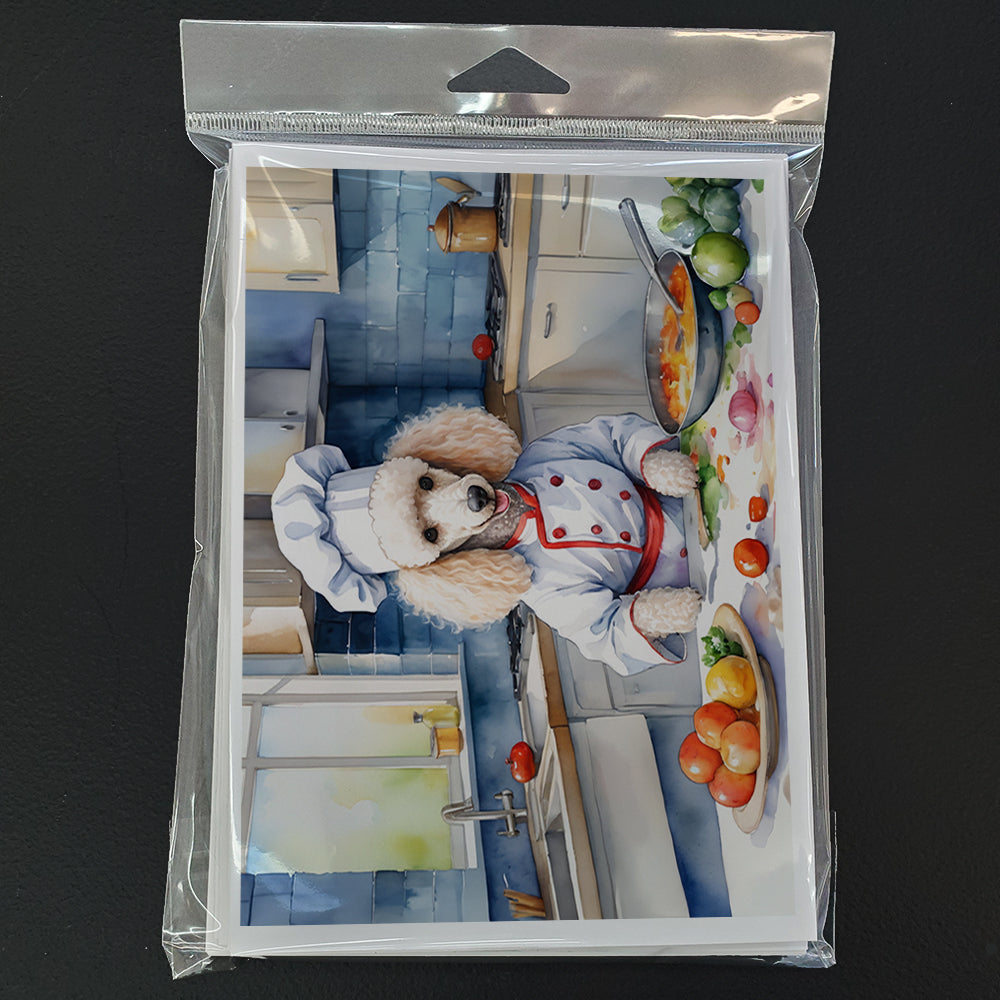 White Poodle The Chef Greeting Cards Pack of 8 Blank Cards with Envelopes Whimsical A7 Size 5x7