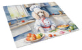 White Poodle The Chef Cutting Board Tempered Glass Kitchen Cutting Surface, Heat Resistant Chopping, Non-Slip Feet, Food Prep & Serving
