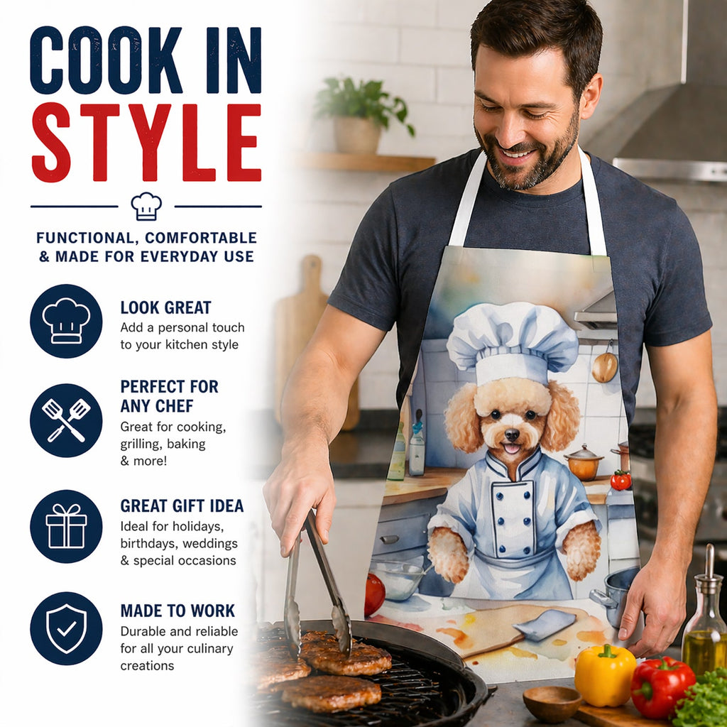 Poodle The Chef Apron Cooking Kitchen Server Baking Crafts Gardening for Adult Women Men, Unisex, Large, Multicolor