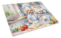 Poodle The Chef Cutting Board Tempered Glass Kitchen Cutting Surface, Heat Resistant Chopping, Non-Slip Feet, Food Prep & Serving