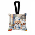 Poodle The Chef Hanging Square Fabric Ornament 3.5 × 3.5 Decorative Door-Knob & Tree Hanger, Soft Fabric