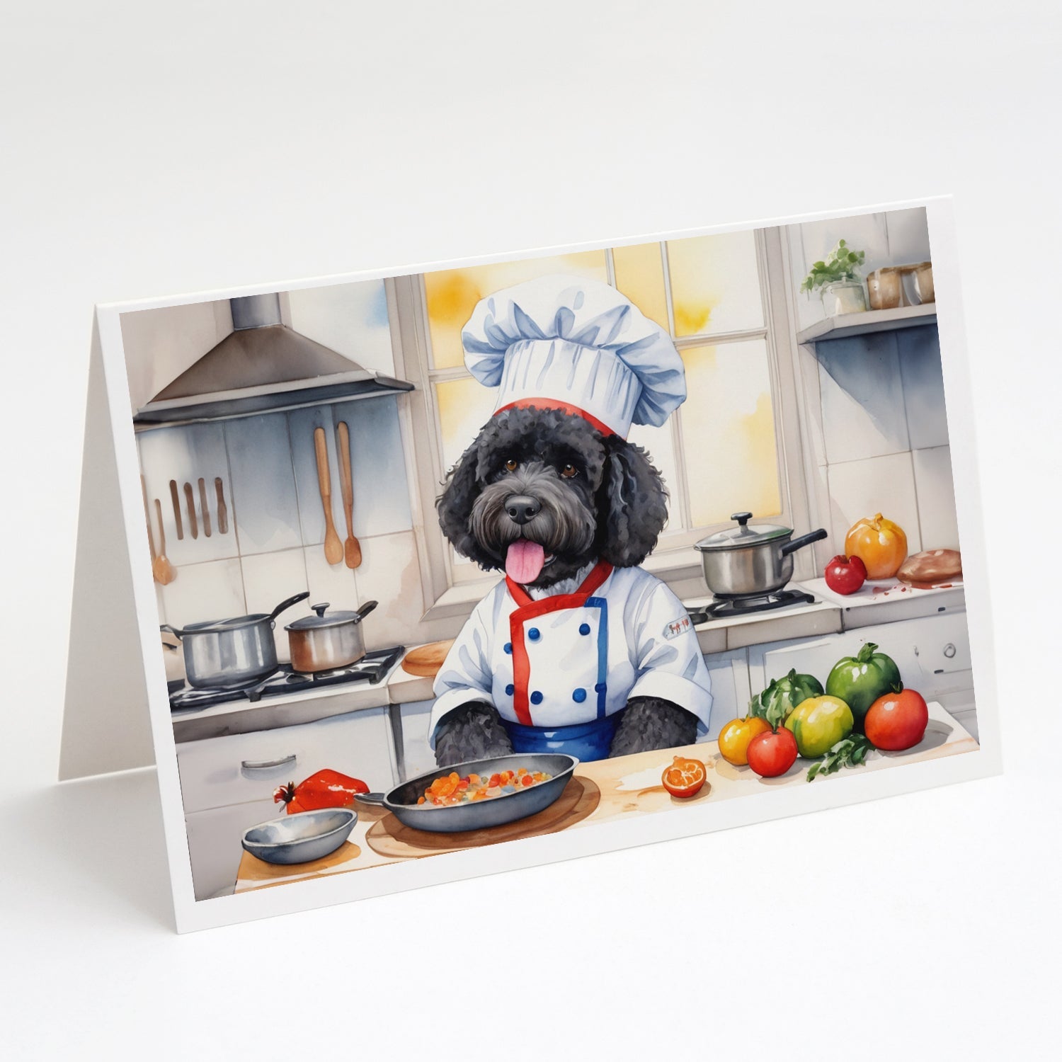 Portuguese Water Dog The Chef Greeting Cards Pack of 8 Blank Cards with Envelopes Whimsical A7 Size 5x7