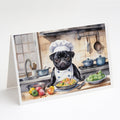 Pug The Chef Greeting Cards Pack of 8 Blank Cards with Envelopes Whimsical A7 Size 5x7
