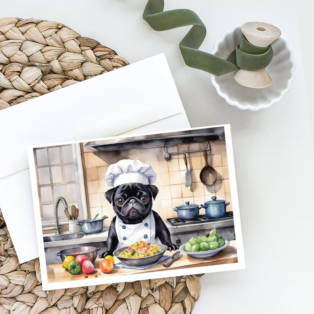 Pug The Chef Greeting Cards Pack of 8 Blank Cards with Envelopes Whimsical A7 Size 5x7