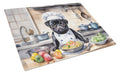 Pug The Chef Cutting Board Tempered Glass Kitchen Cutting Surface, Heat Resistant Chopping, Non-Slip Feet, Food Prep & Serving
