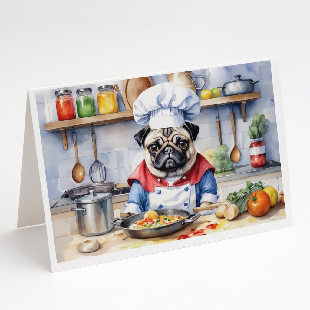 Pug The Chef Greeting Cards Pack of 8 Blank Cards with Envelopes Whimsical A7 Size 5x7