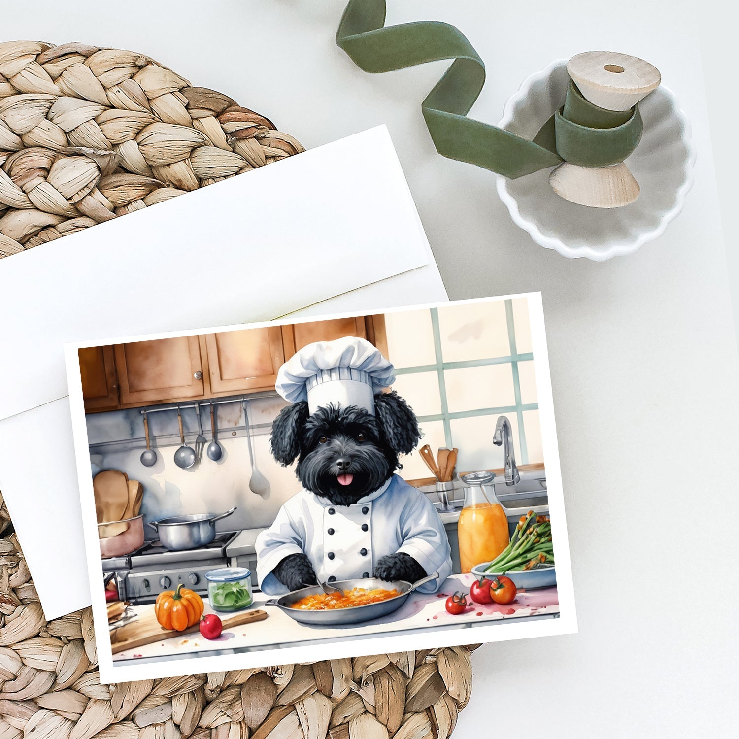 Puli The Chef Greeting Cards Pack of 8 Blank Cards with Envelopes Whimsical A7 Size 5x7
