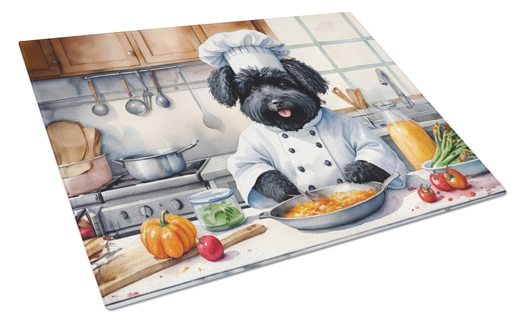 Puli The Chef Cutting Board Tempered Glass Kitchen Cutting Surface, Heat Resistant Chopping, Non-Slip Feet, Food Prep & Serving
