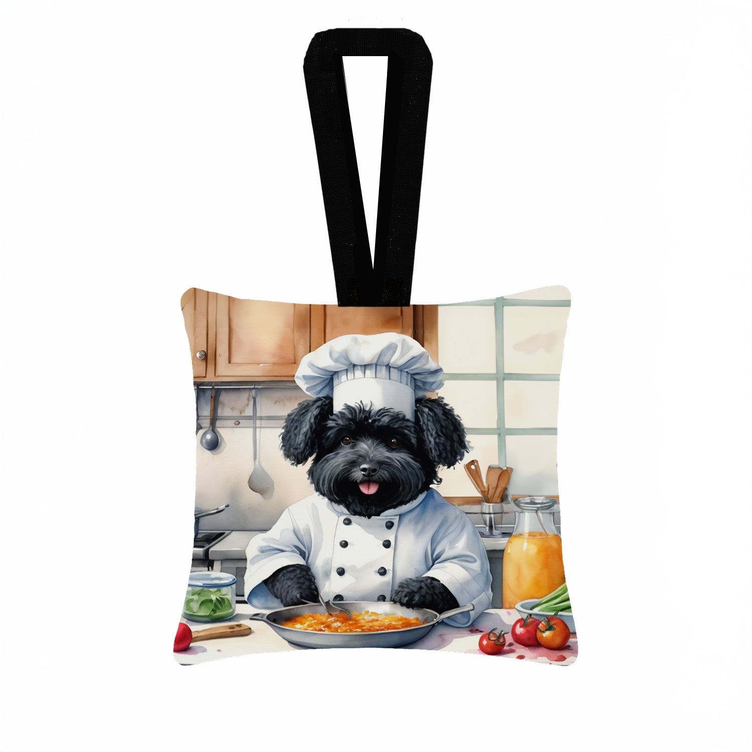 Puli The Chef Hanging Square Fabric Ornament 3.5 × 3.5 Decorative Door-Knob & Tree Hanger, Soft Fabric