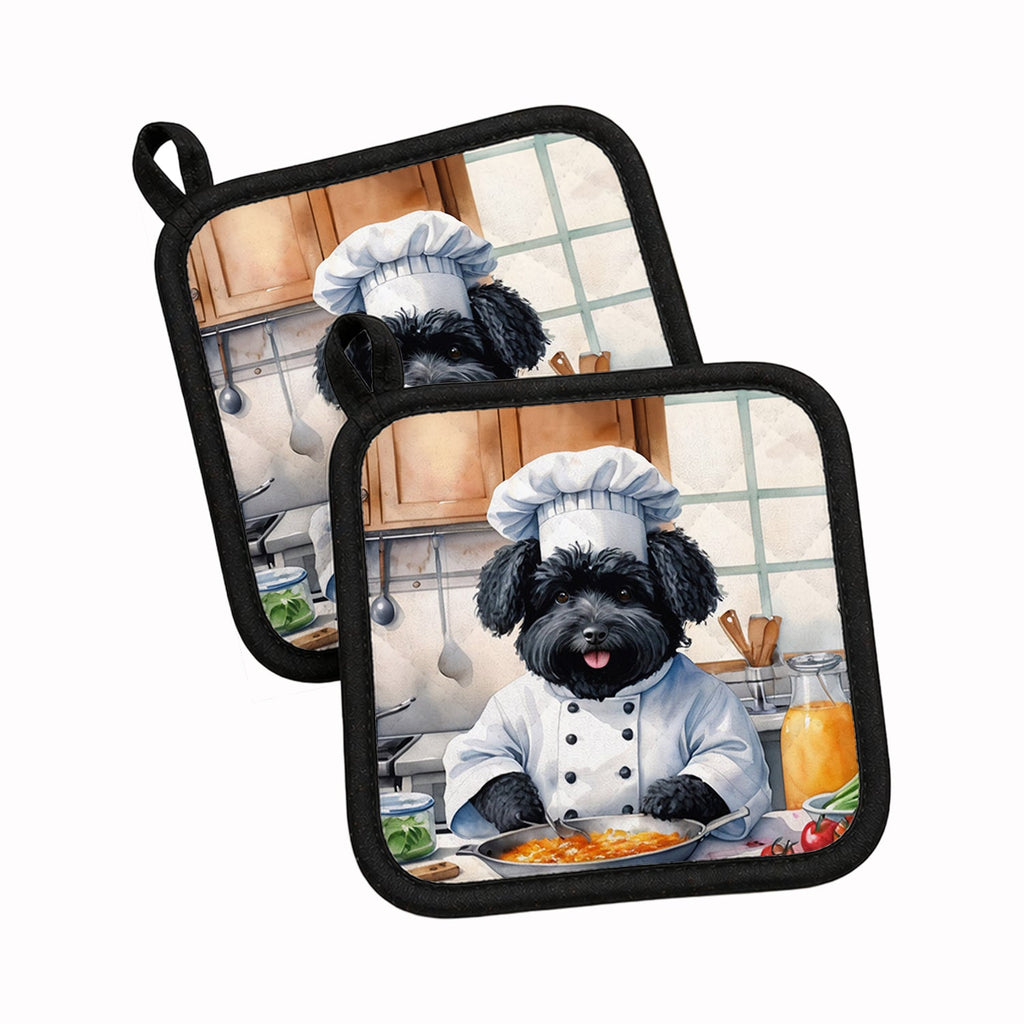 Puli The Chef Pot Holder Set of 2 Heat Resistant Quilted Hot Pads 7.5 x 7.5 Inch, Insulated Kitchen Trivets for Cooking & Baking