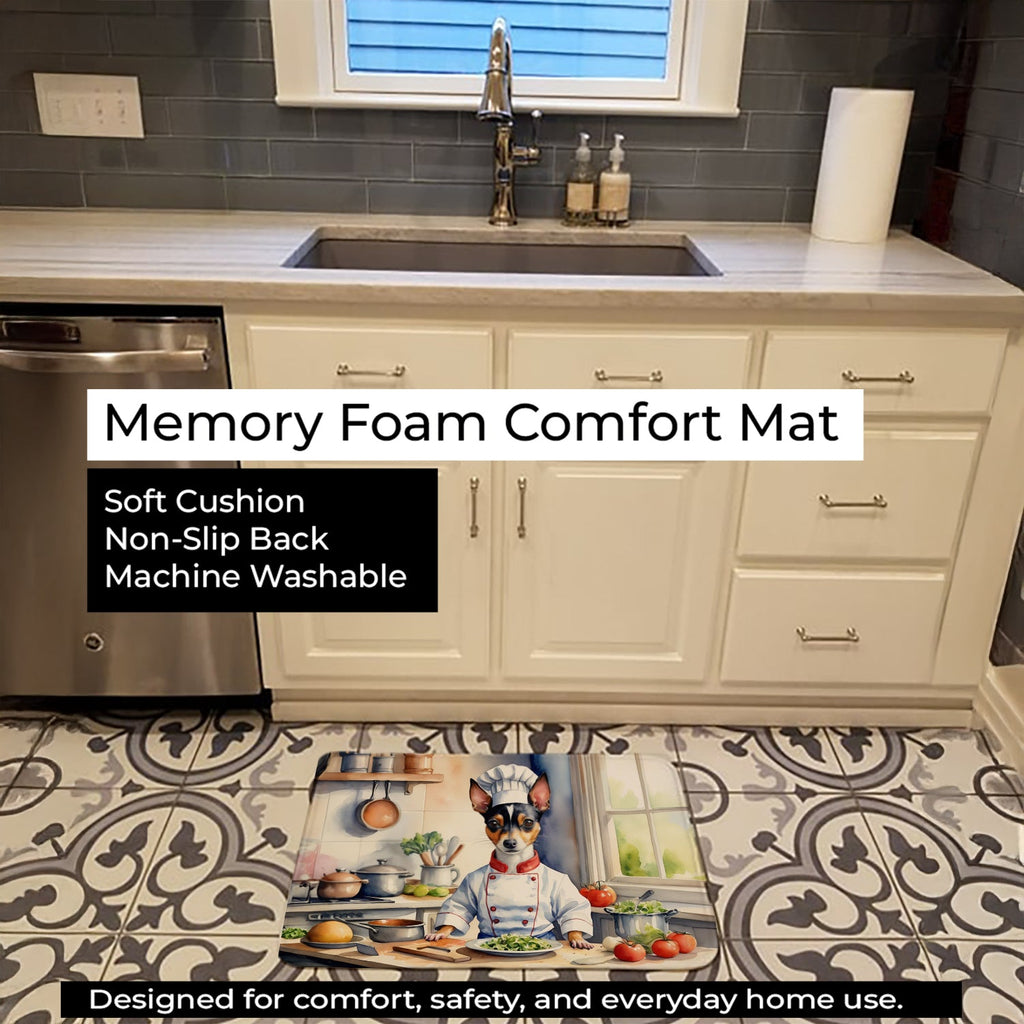 Rat Terrier The Chef Memory Foam Kitchen Mat Machine Washable Anti-Fatigue Cushion Comfort Bath or Kitchen Rug