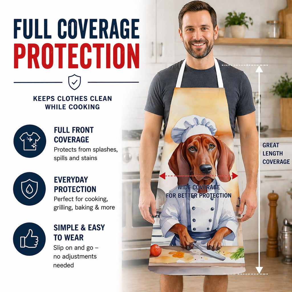Redbone Coonhound The Chef Apron Cooking Kitchen Server Baking Crafts Gardening for Adult Women Men, Unisex, Large, Multicolor