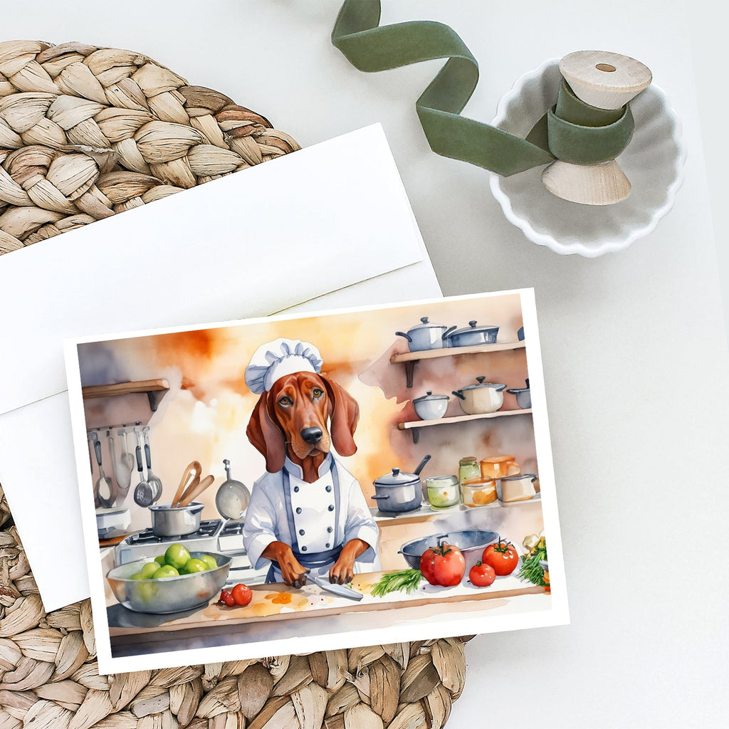 Redbone Coonhound The Chef Greeting Cards Pack of 8 Blank Cards with Envelopes Whimsical A7 Size 5x7
