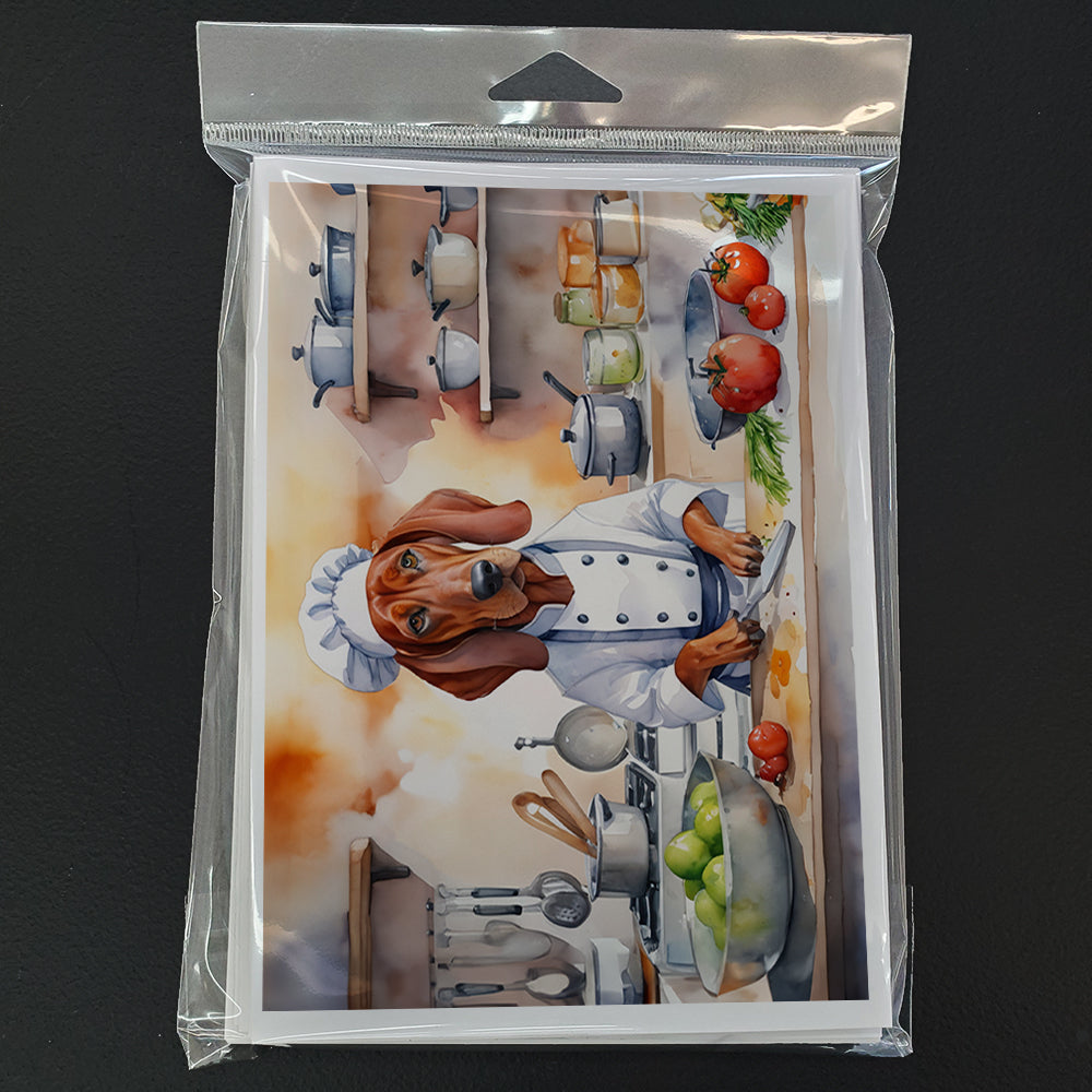 Redbone Coonhound The Chef Greeting Cards Pack of 8 Blank Cards with Envelopes Whimsical A7 Size 5x7