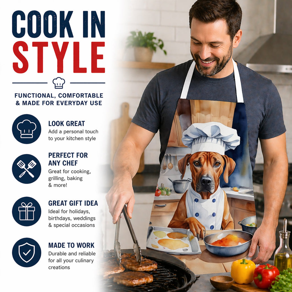Rhodesian Ridgeback The Chef Apron Cooking Kitchen Server Baking Crafts Gardening for Adult Women Men, Unisex, Large, Multicolor