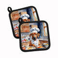 Rhodesian Ridgeback The Chef Pot Holder Set of 2 Heat Resistant Quilted Hot Pads 7.5 x 7.5 Inch, Insulated Kitchen Trivets for Cooking & Baking