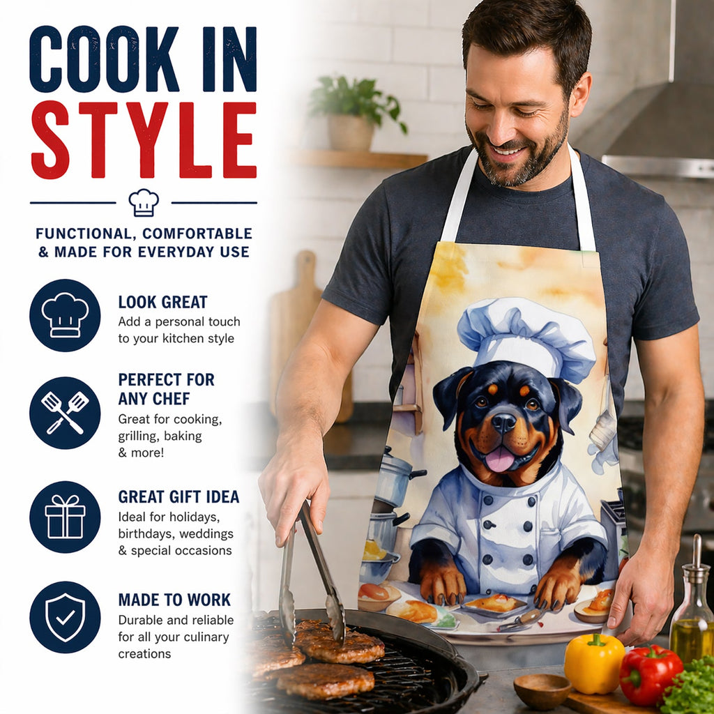 Rottweiler The Chef Apron Cooking Kitchen Server Baking Crafts Gardening for Adult Women Men, Unisex, Large, Multicolor