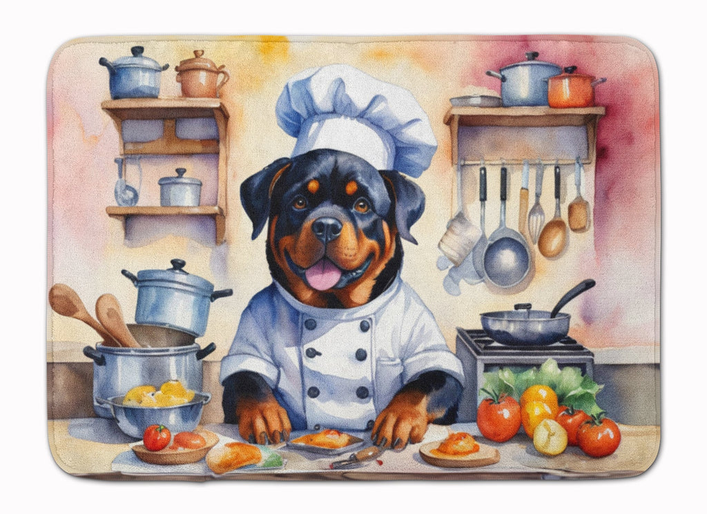 Rottweiler The Chef Memory Foam Kitchen Mat Machine Washable Anti-Fatigue Cushion Comfort Bath or Kitchen Rug