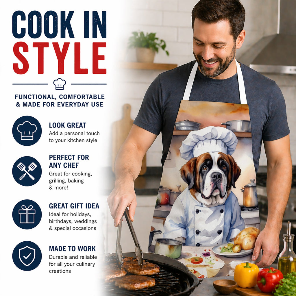 Saint Bernard The Chef Apron Cooking Kitchen Server Baking Crafts Gardening for Adult Women Men, Unisex, Large, Multicolor