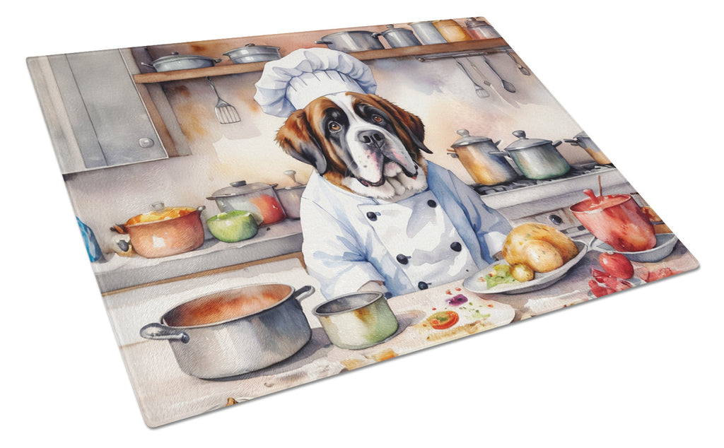 Saint Bernard The Chef Cutting Board Tempered Glass Kitchen Cutting Surface, Heat Resistant Chopping, Non-Slip Feet, Food Prep & Serving
