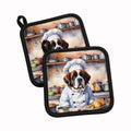Saint Bernard The Chef Pot Holder Set of 2 Heat Resistant Quilted Hot Pads 7.5 x 7.5 Inch, Insulated Kitchen Trivets for Cooking & Baking