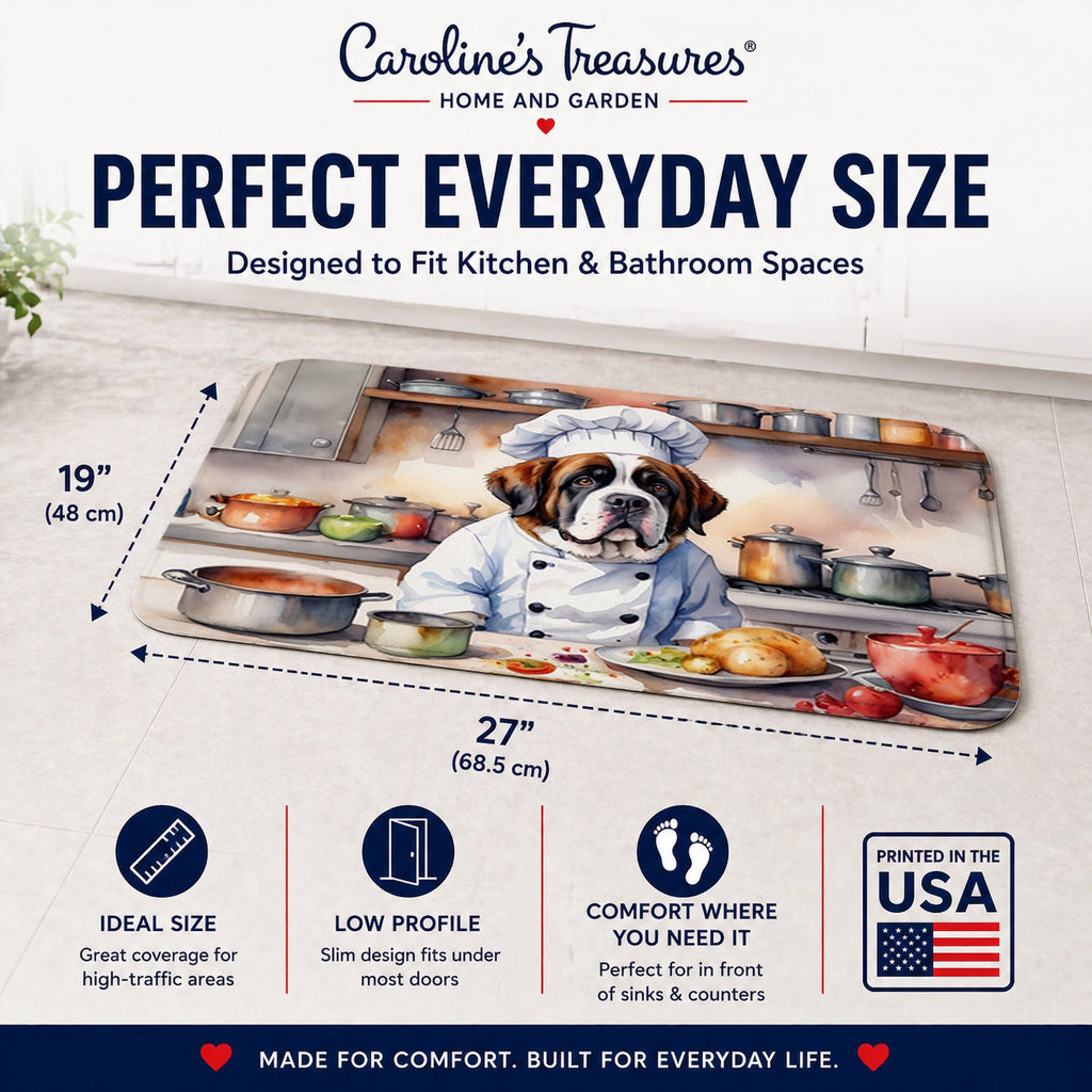 Saint Bernard The Chef Memory Foam Kitchen Mat Machine Washable Anti-Fatigue Cushion Comfort Bath or Kitchen Rug