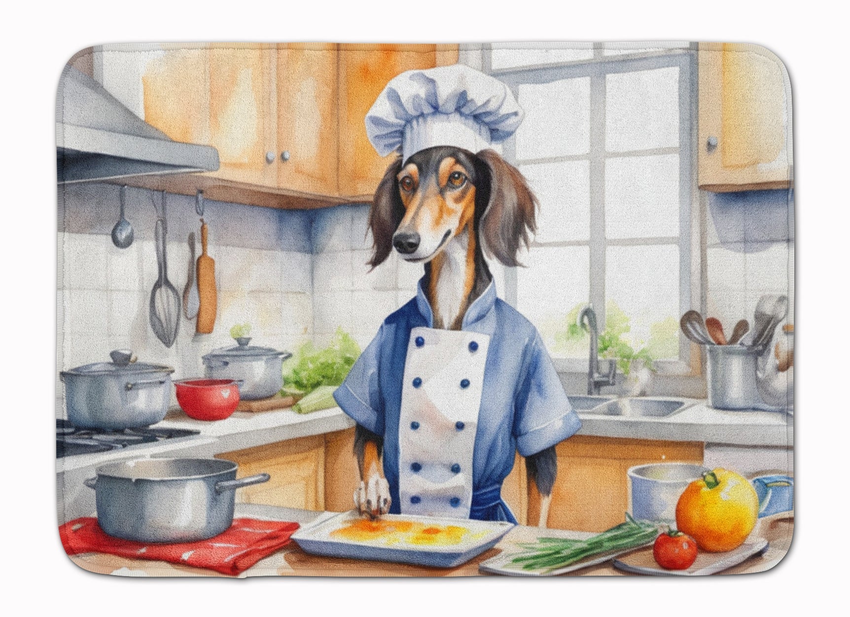 Saluki The Chef Memory Foam Kitchen Mat Machine Washable Anti-Fatigue Cushion Comfort Bath or Kitchen Rug