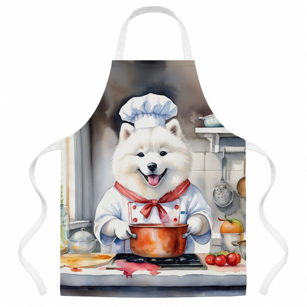Samoyed The Chef Apron Cooking Kitchen Server Baking Crafts Gardening for Adult Women Men, Unisex, Large, Multicolor