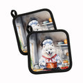 Samoyed The Chef Pot Holder Set of 2 Heat Resistant Quilted Hot Pads 7.5 x 7.5 Inch, Insulated Kitchen Trivets for Cooking & Baking