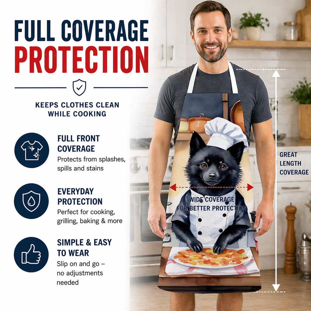 Schipperke The Chef Apron Cooking Kitchen Server Baking Crafts Gardening for Adult Women Men, Unisex, Large, Multicolor