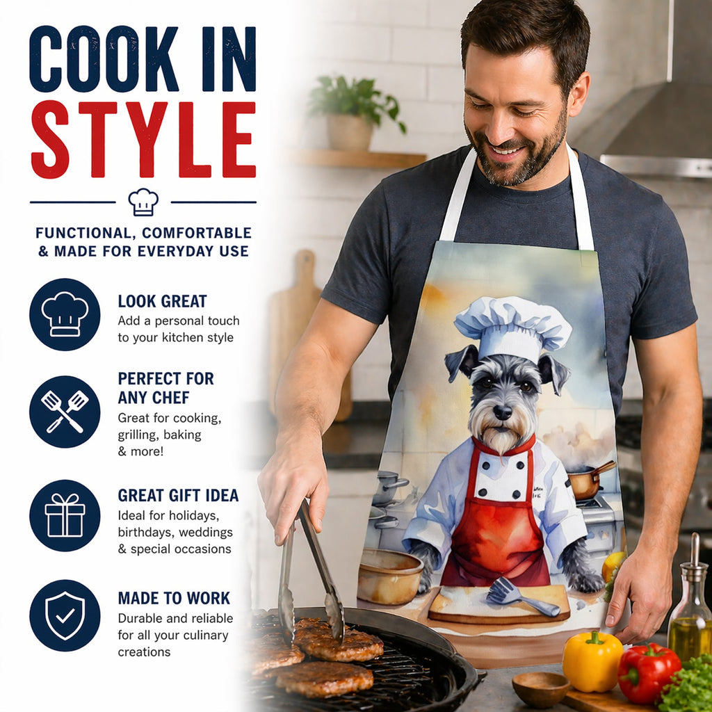 Schnauzer The Chef Apron Cooking Kitchen Server Baking Crafts Gardening for Adult Women Men, Unisex, Large, Multicolor