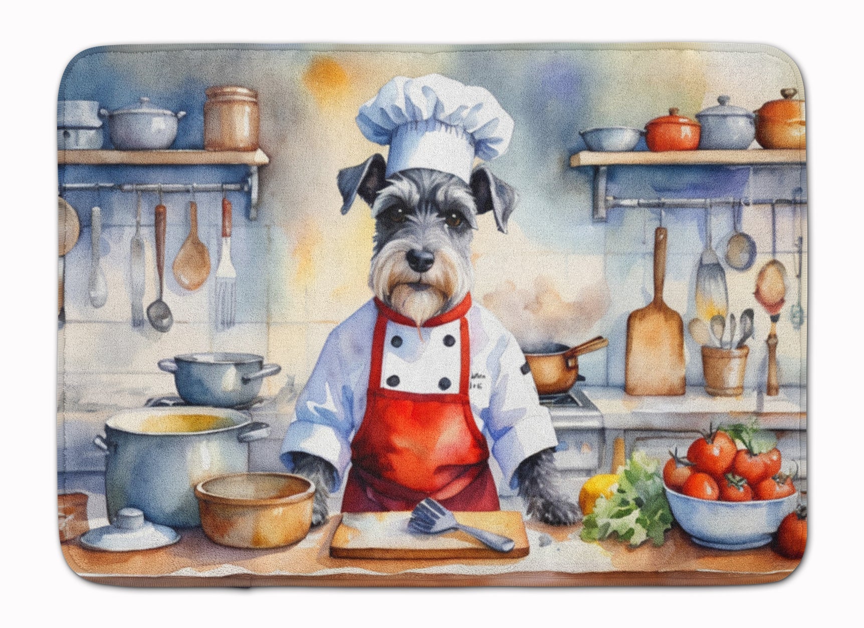 Schnauzer The Chef Memory Foam Kitchen Mat Machine Washable Anti-Fatigue Cushion Comfort Bath or Kitchen Rug