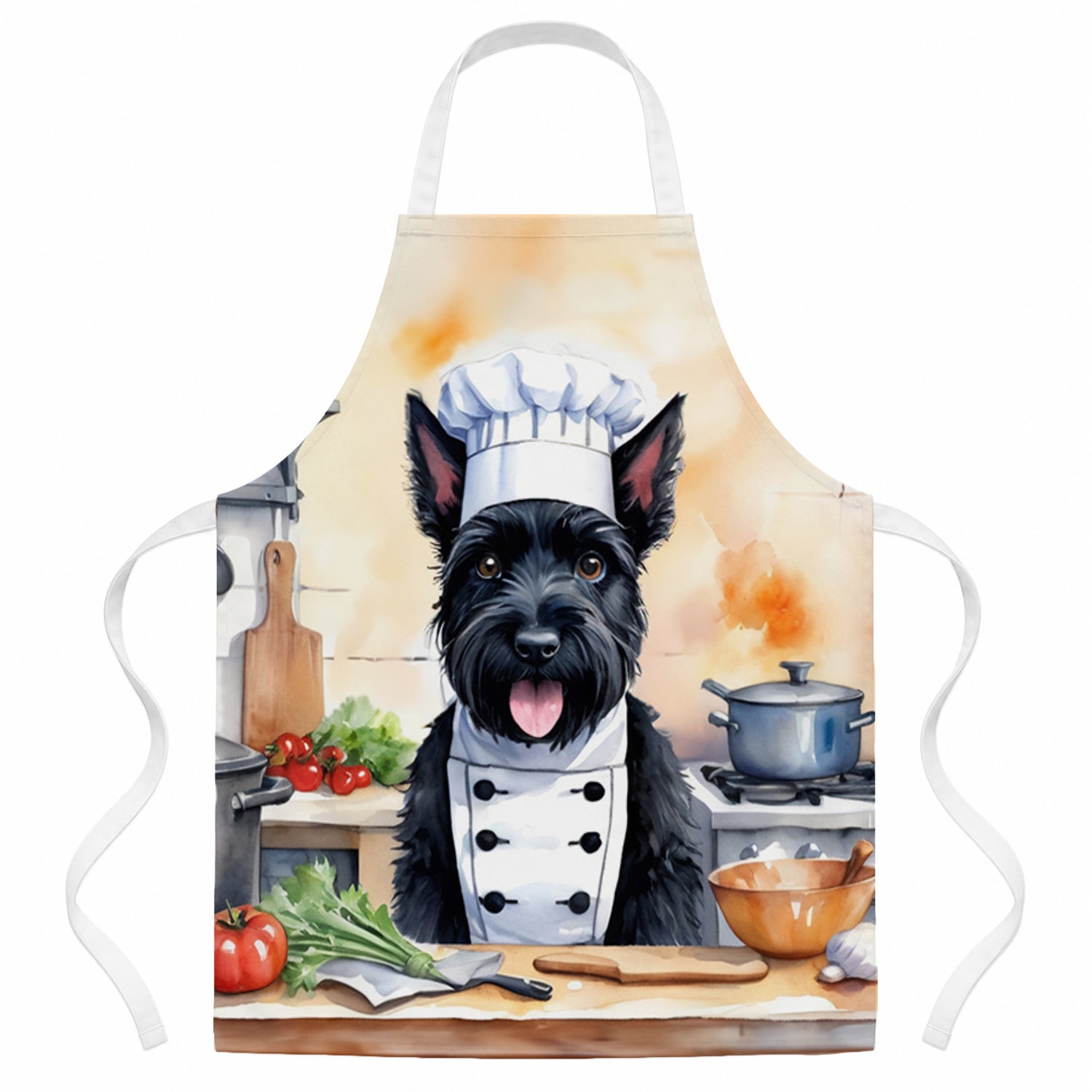 Scottish Terrier The Chef Apron Cooking Kitchen Server Baking Crafts Gardening for Adult Women Men, Unisex, Large, Multicolor