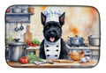 Scottish Terrier The Chef Dish Drying Mat Absorbent Dish Drying Mat Pad for Kitchen Counter Dish Drainer Mat for Countertop, 14 x 21", Multicolor