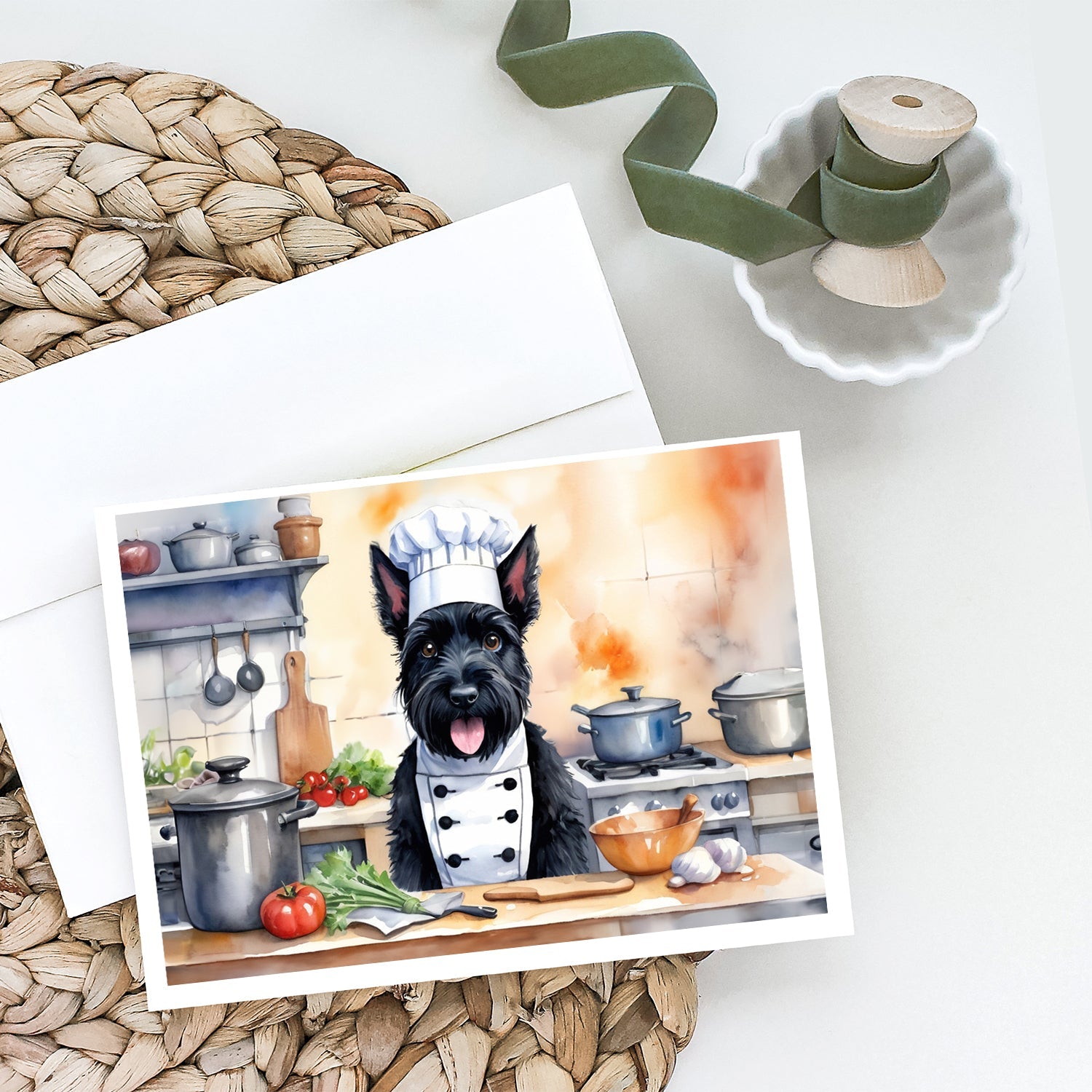 Scottish Terrier The Chef Greeting Cards Pack of 8 Blank Cards with Envelopes Whimsical A7 Size 5x7