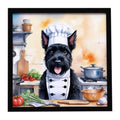 Scottish Terrier The Chef Framed Metal Print Bathroom, Kitchen, Office, Home Decor Wall Art Ready to Hang, Square, 8X8