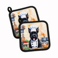 Scottish Terrier The Chef Pot Holder Set of 2 Heat Resistant Quilted Hot Pads 7.5 x 7.5 Inch, Insulated Kitchen Trivets for Cooking & Baking