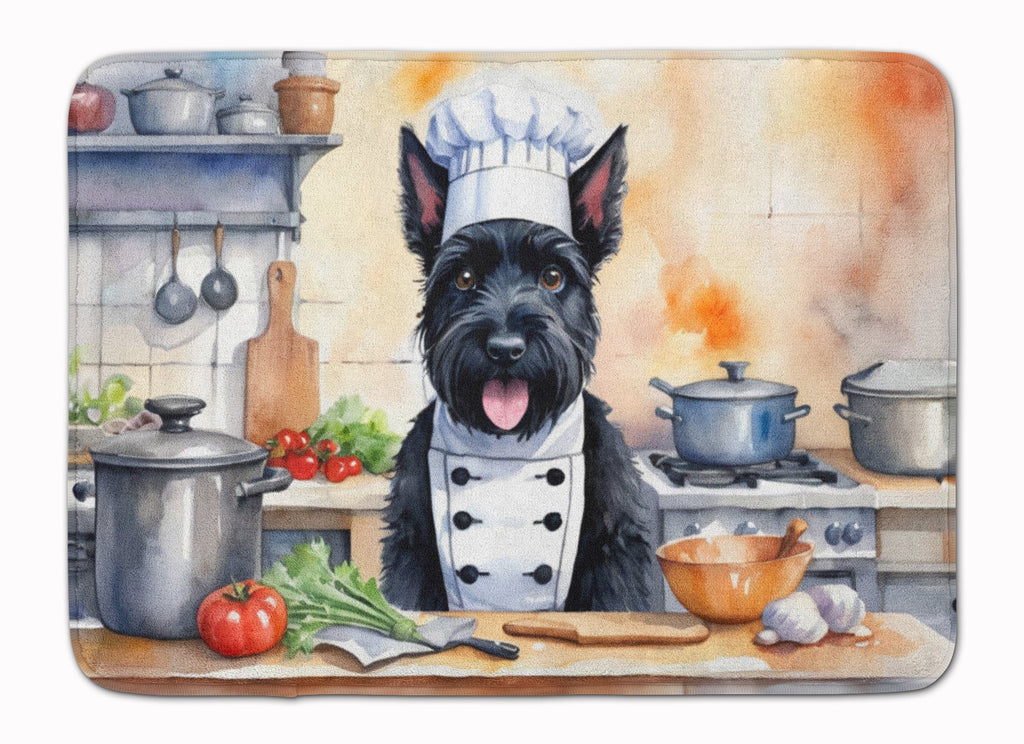 Scottish Terrier The Chef Memory Foam Kitchen Mat Machine Washable Anti-Fatigue Cushion Comfort Bath or Kitchen Rug