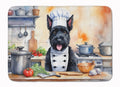 Scottish Terrier The Chef Memory Foam Kitchen Mat Machine Washable Anti-Fatigue Cushion Comfort Bath or Kitchen Rug