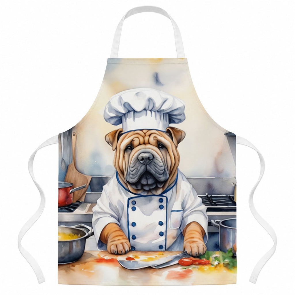 Shar Pei The Chef Apron Cooking Kitchen Server Baking Crafts Gardening for Adult Women Men, Unisex, Large, Multicolor
