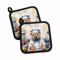 Shar Pei The Chef Pot Holder Set of 2 Heat Resistant Quilted Hot Pads 7.5 x 7.5 Inch, Insulated Kitchen Trivets for Cooking & Baking