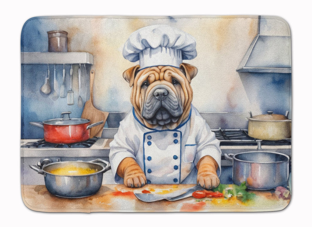 Shar Pei The Chef Memory Foam Kitchen Mat Machine Washable Anti-Fatigue Cushion Comfort Bath or Kitchen Rug